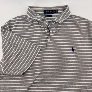 Polo Ralph Lauren Pima Soft Touch Striped Polo Shirt Gray White XL‎